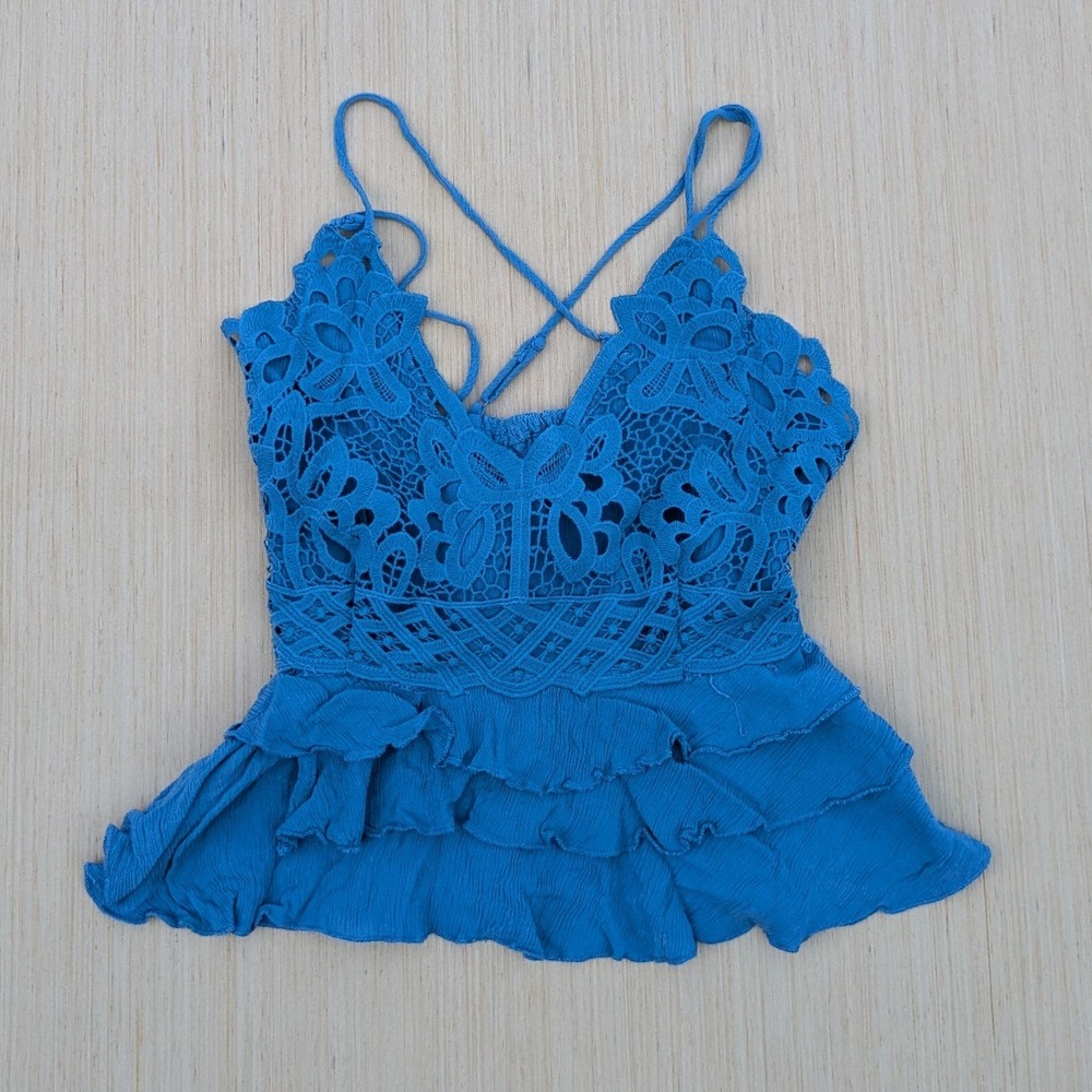 Chelsea & Violet‎ Blue Fairy Festival Cutout Babydoll Tank Top Women's Small